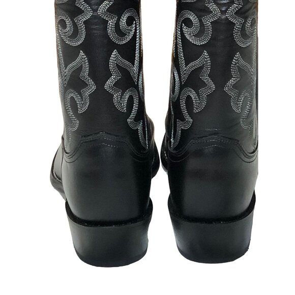 Justin 1409 Cowboy Boots Black Leather Buck Mens 7 1/2 B Western Pull On Rodeo main image 11